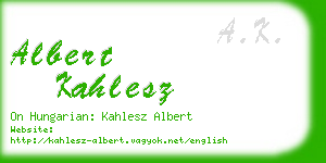 albert kahlesz business card